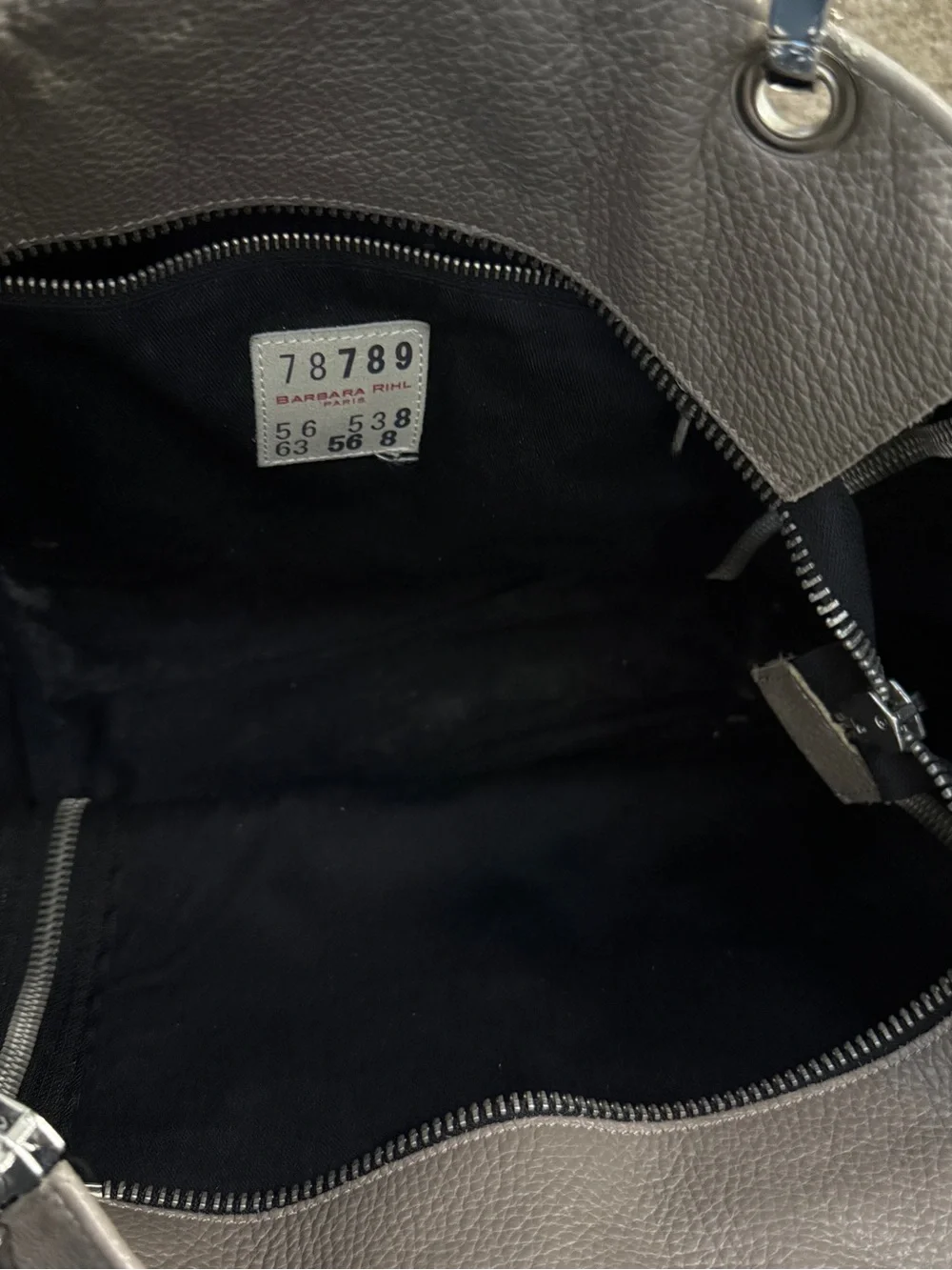 Barbara Rihl Patch-Accent Gray Tote with Braided Black Handles
